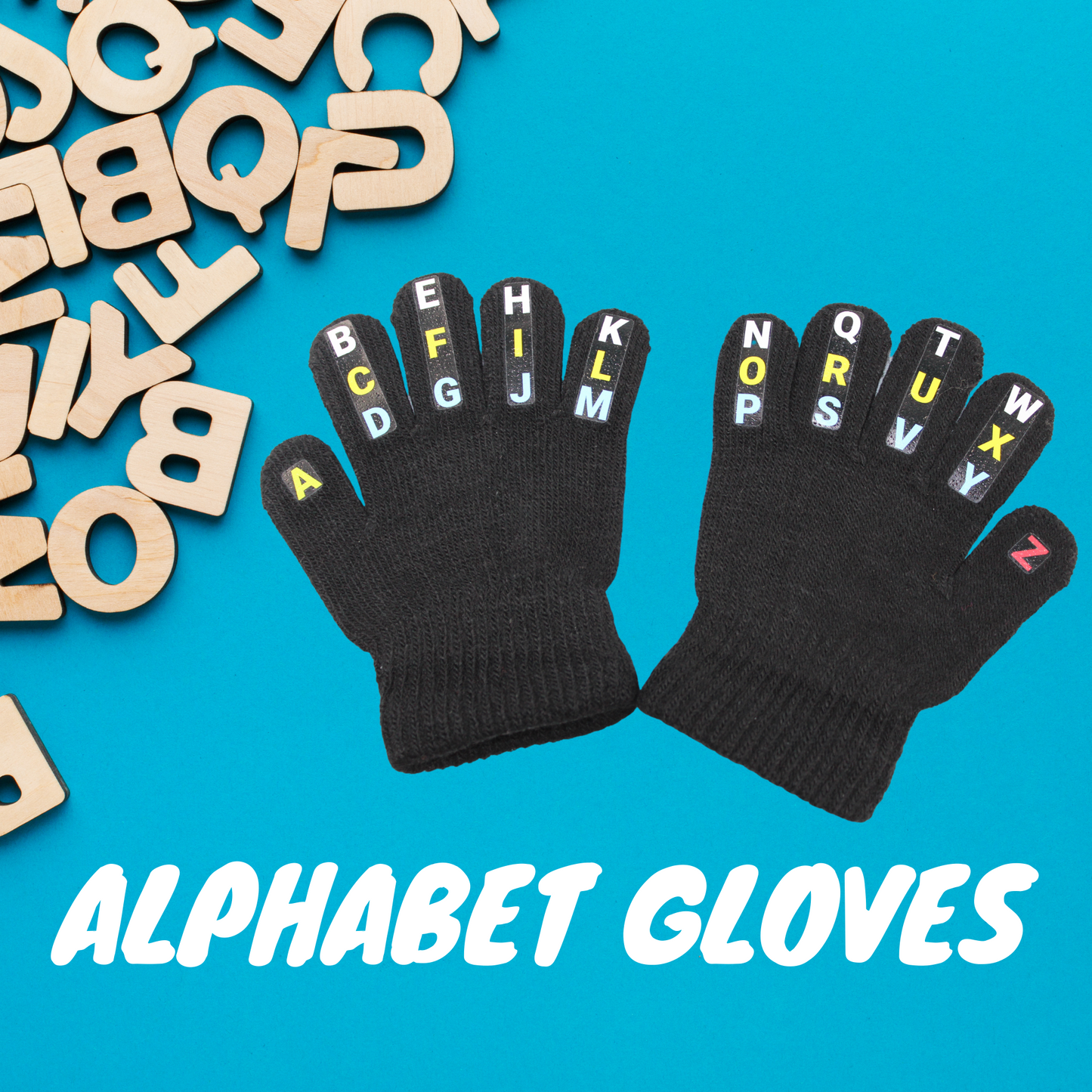 learning alphabet gloves for toddler | kids age 2 to 4 years | gloves for kids | woolen acrylic gloves for toddlers  back gloves for kids