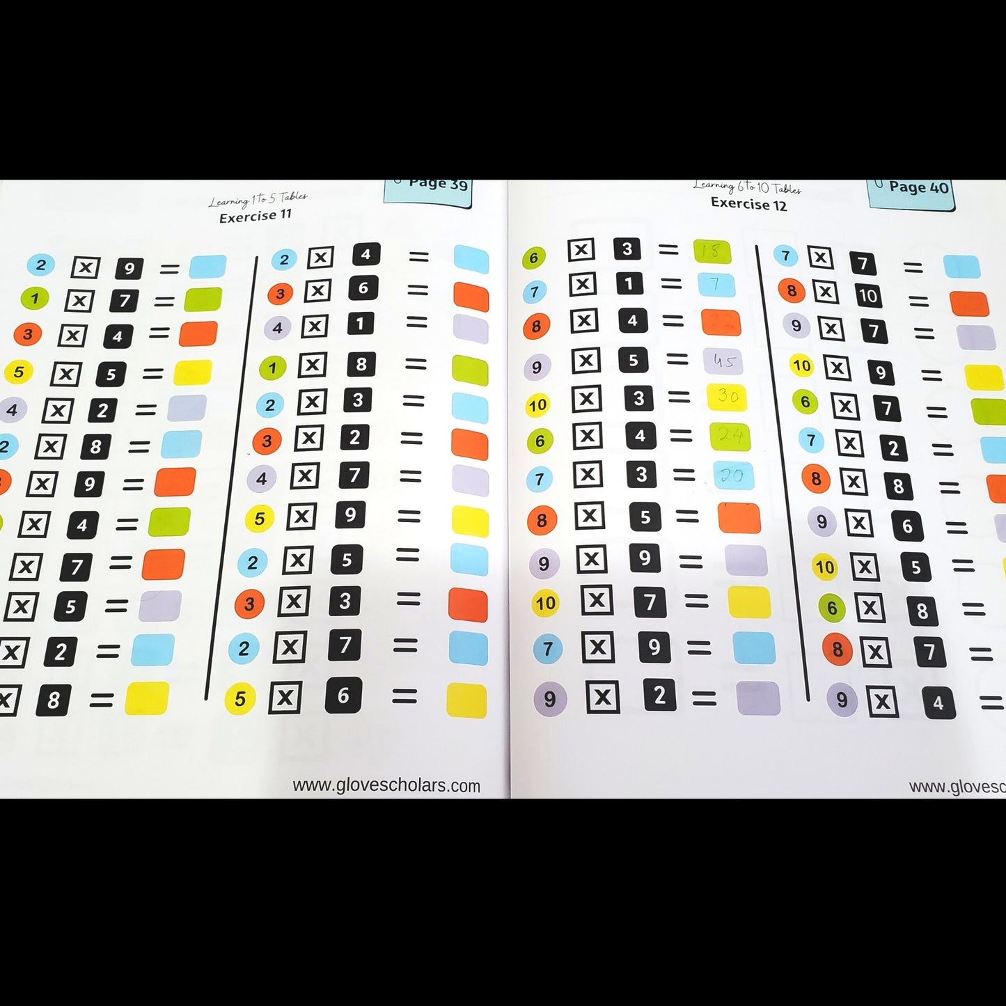 Multiplication Times Tables practice Book