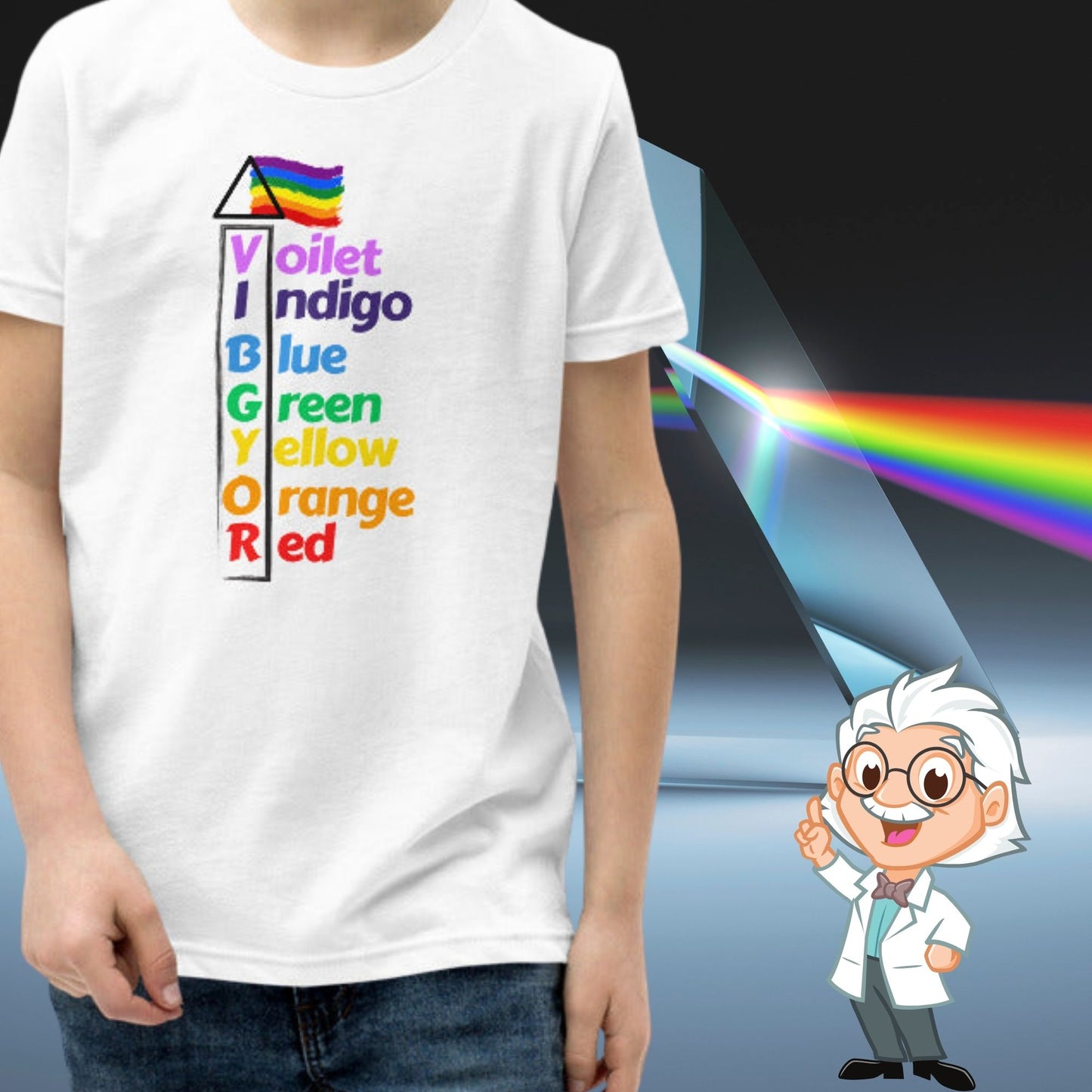 Glove Scholars back to school science vibgyor design tshirt for youth