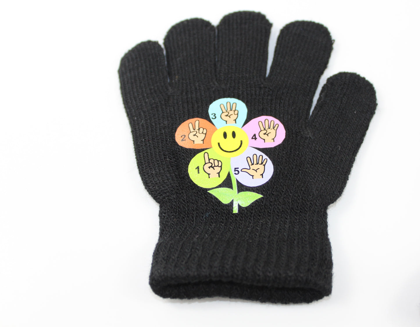 Glove Scholars | finger counting winter acrylic black gloves for toddlers age 2 to 4 years