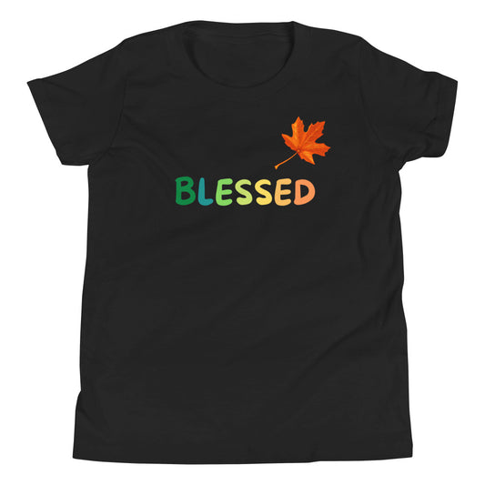 Blessed black cotton T-shirt for youth